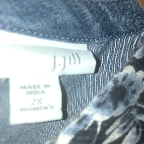 J. Jill Tunic Mixed Media Floral Chambray 2X Long Sleeve Working Back Buttons - Picture 9 of 9